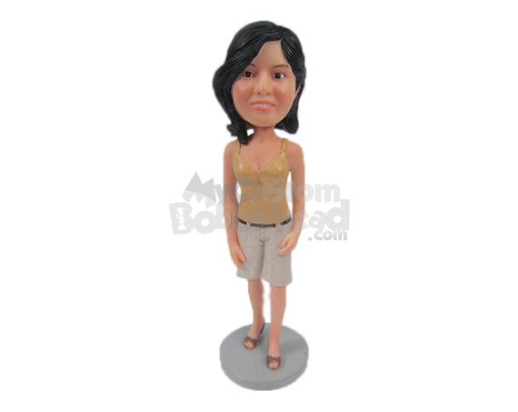 Custom Bobblehead Sexy Lady In Shorts And Shiny Top - Leisure & Casual Casual Females Personalized Bobblehead & Cake Topper Custom Bobblehead Sexy Lady In Shorts And Shiny Top - Leisure & Casual Casual Females Personalized Bobblehead & Cake Topper